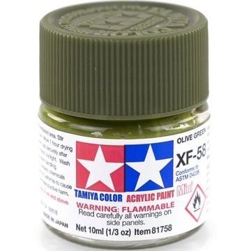 TAMIYA 田宮 81758 模型 耗材 水性漆 XF-58 消光 橄欖綠色 10ml 東海模型