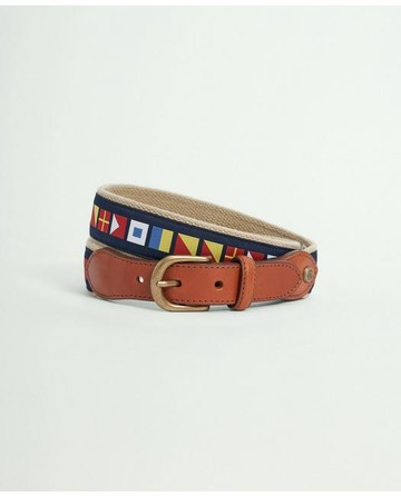 Brooks Brothers Men's Cotton Nautical Flag Belt | Navy | Size 38