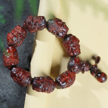 一念之間手串小葉紫檀雕刻手鏈文玩佛珠手把件木魚配飾佛魔由心生