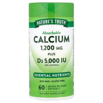 Nature's Truth, 可吸收鈣，復配維生素 D3，60 粒速釋軟膠囊