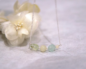 薄荷果凍 純銀項鍊 葡萄石.螢石.新山玉