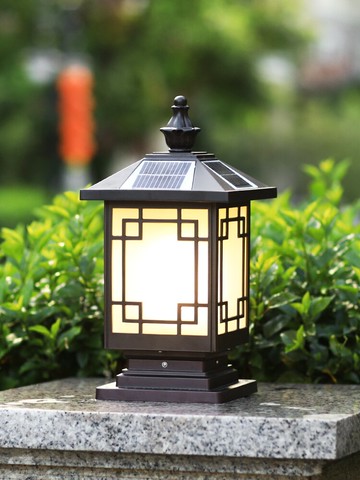 太陽能柱頭燈新中式戶外庭院燈花園柱子別墅圍墻院子門柱墻頭柱燈