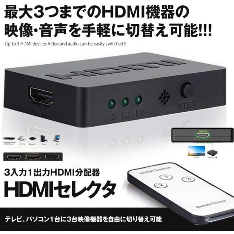 HDMI切替器 3入力1出力 うのにもお得な