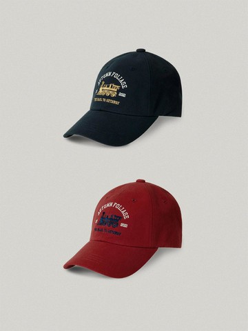 Vintage Cotton Adjustable Ball Cap [NAVY/RED]