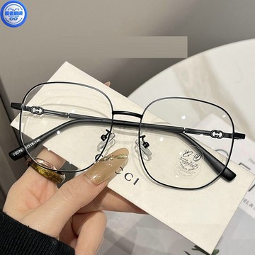 近視眼鏡 細框眼鏡 濾藍光眼鏡近視可配度數女高級感平光鏡素顏神器多邊形眼鏡框鏡架