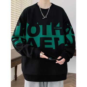 重磅衛衣男春秋款潮牌印花打底衫長袖t恤寬松上衣青少年圓領體恤