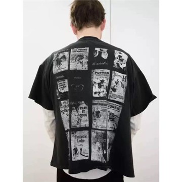 絕跡ERD憂郁的富二代標語手銬背后海報做舊印花vintage box T短袖