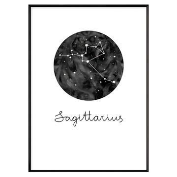 射手座 Sagittarius 星座圖案裝飾畫  30 x 40cm  黑框