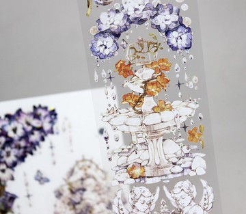 傍晚許願池  PET 琉璃光 噴泉 和紙膠帶   10米卷