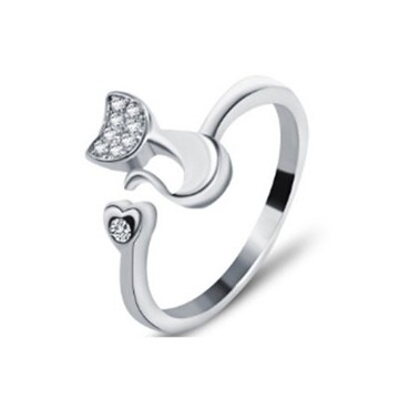 925純銀戒指鑲鑽銀飾-韓版時尚動物造型母親節生日情人節禮物女飾品2色73dx2【獨家進口】【米蘭精品】