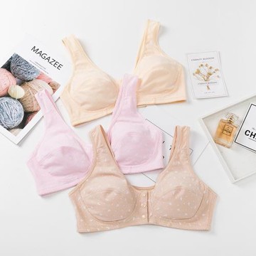 廠家批發中老年人前扣薄款內衣女背心式無鋼圈文胸大碼媽媽胸罩