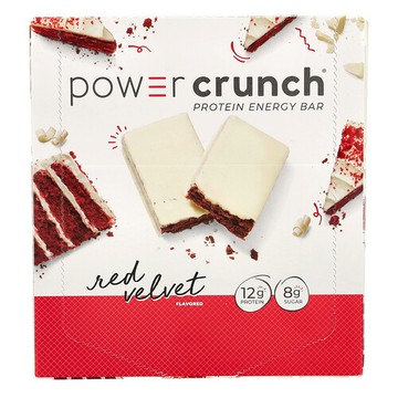 BNRG, Power Crunch蛋白質能量棒，紅色天鵝絨口味，12條，每條1.4盎司（40克）