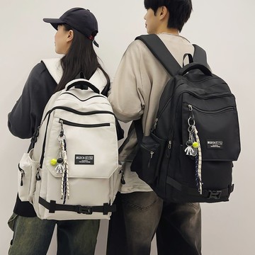 免運🥇減負護脊 高顔值書包女大學生初中生大容量雙肩包高中生男款背包 大口袋多隔層休閒簡約通勤雙肩後背包防潑水加厚肩帶書包