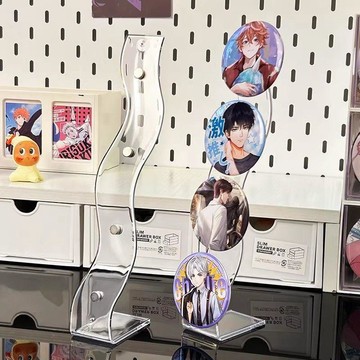 ⏳臺灣特售⏳吧唧展示架桌面谷美透明亞克力長條磁吸擺件周邊徽章穀子收納神器