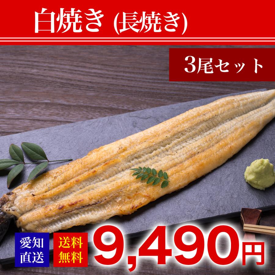 愛知県産特選うなぎ白焼き（長焼）3尾セット 土用の丑の日　2023　ギフト　国産　 ウナギ 鰻 お取り寄せ 人気　お祝　お歳暮　お中元