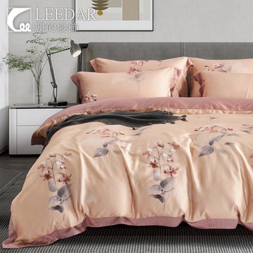 LEEDAR 麗的 暮蕾咖   頂級加大60支天絲TENCEL八件式兩用被床罩組束高35公分