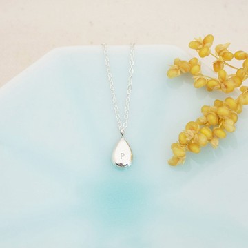 水滴客製英文字母短鏈 - 純銀款