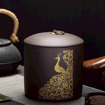 一斤裝紫砂茶葉罐大號普洱儲茶防潮醒茶罐家用散茶罐鐵觀音茶罐