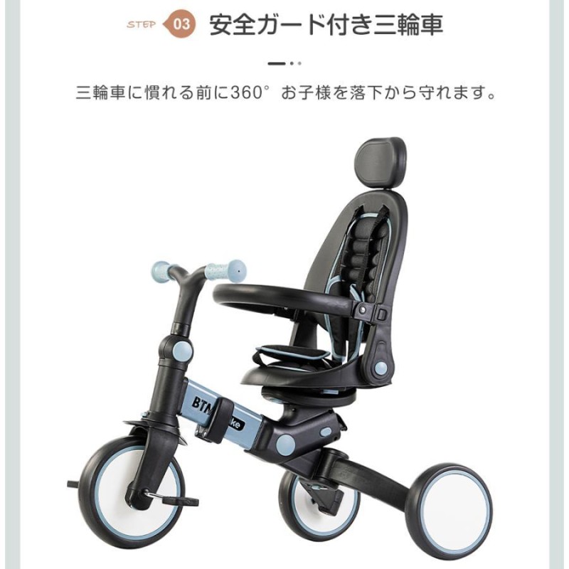 未使用品　BTM 7in1 折りたたみ式三輪車 ブルー×ブラウン Amazon.co.jp: BTM 子供用三輪車 7in1 折りたたみ 手押し 7way 1
