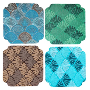 蕉蕉購物 日式刺繡吸水茶杯墊  藍色  9 x 9 x 0.1cm  4個