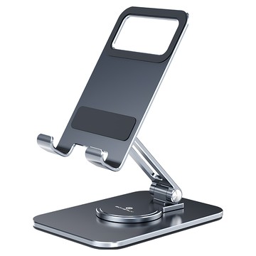 BONERUY 手機款鋁合金旋轉折疊支架 AR軸尼軸 雙轉軸調節 加重合金底座 陽極氧化  皓月銀  1個