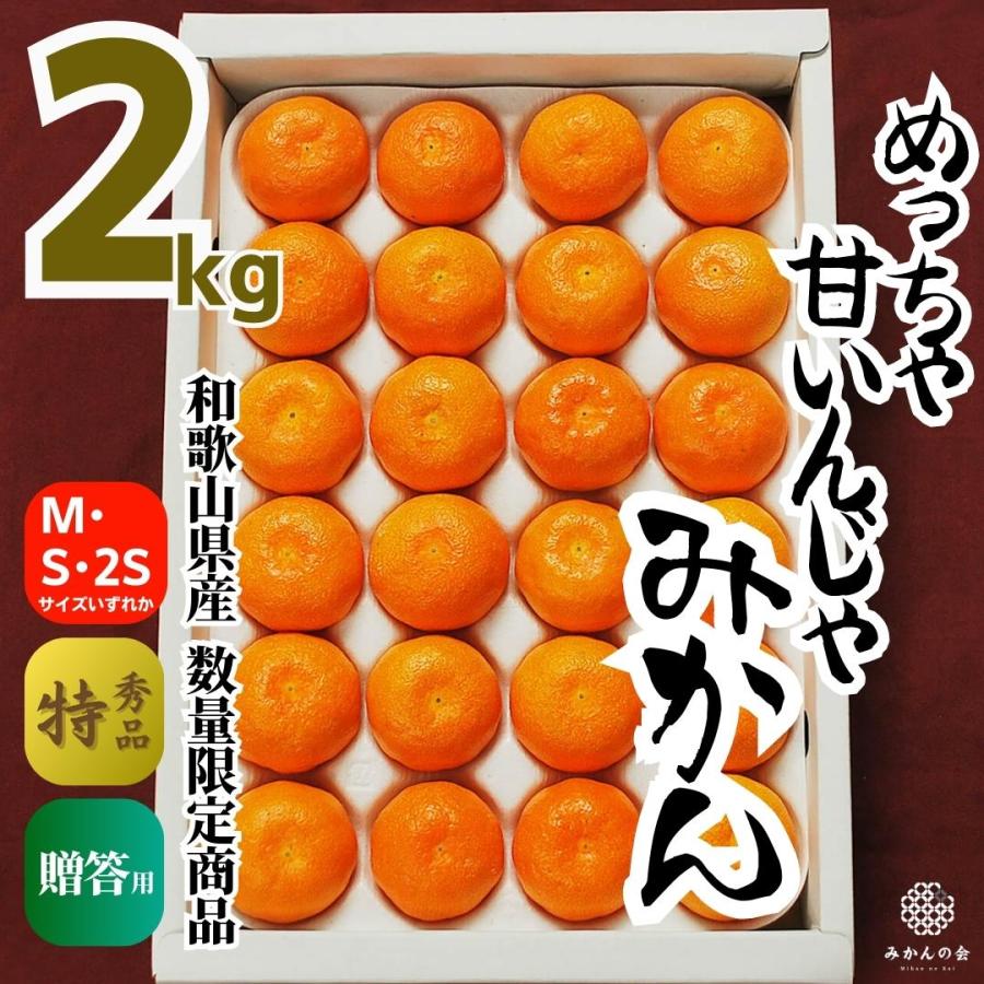 みかん めっちゃ甘いんじゃ 糖度12度以上 2kg 特選品 M S 2S サイズのいずれか 和歌山県産 産地直送 S品 贈答用 