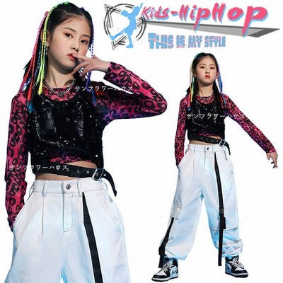 へそ出し キッズ ダンス 衣装 上下3点セットアップ 韓国 ヒップホップ トップス 黒 チアダンス 女の子 チアガール ベスト 柄 長袖 体育祭 応援団 発表会 練習着 通販 Lineポイント最大get Lineショッピング