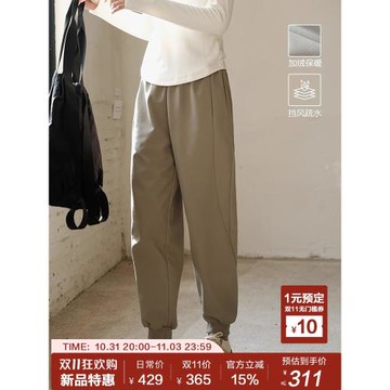 加絨高密疏水纖維保暖露營直筒休閑褲子女褲2025秋冬新款可然浩臨