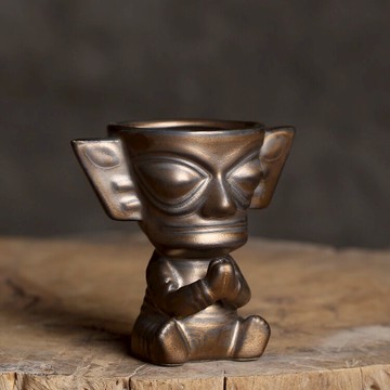 古蜀文明三星堆祈福神官小擺件陶瓷香插香座茶漏底座個性茶道茶具