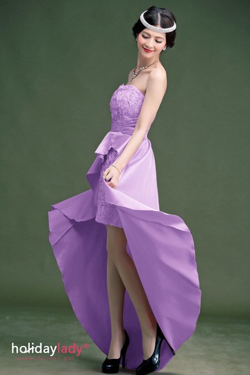 灰姑娘[2362-S] 玫瑰蕾絲魚尾修身造型前短後長小禮服*出清不退