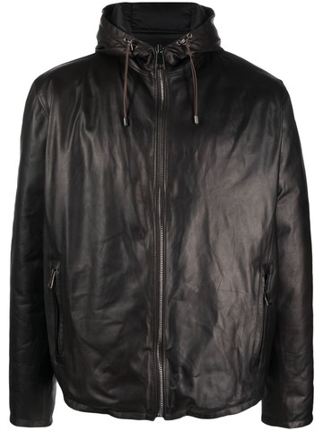 Dell'oglio - hooded leather jacket - men - Leather - 54 - Black