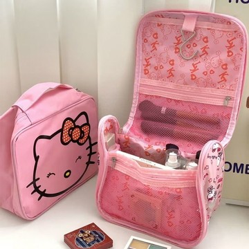 kitty化妝包 日系可愛卡通大容量kt貓化妝包便攜旅行手提化妝品收納包化妝包