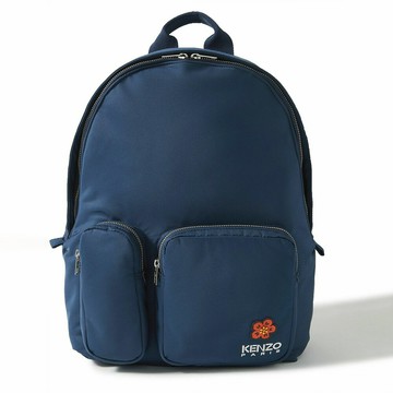KENZO Boke Flower 罌粟花刺繡標誌徽章後背包 午夜藍(FC65SA453F2577)