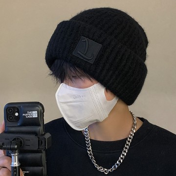 熱銷🌐帽子男秋冬季韓版百搭寬鬆大頭圍針織帽痞帥潮流高顔值情侶毛綫帽 男士冬季防風保暖毛綫帽 加厚針織包頭帽 大頭圍針織帽
