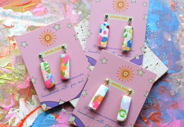 Nanaland耳環現貨 Candy bar 手工軟陶 手工耳環/獨一無二 繽紛彩