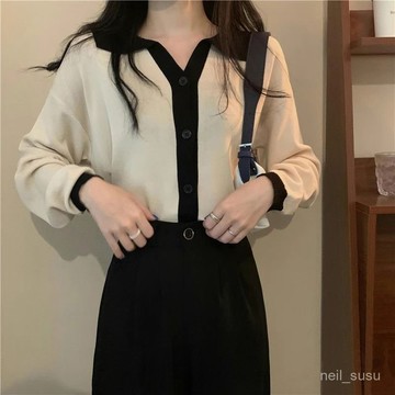 【免費參觀】 韓版針織毛衣  針織毛衣 長袖毛衣 毛衣女針織開衫女春秋新款韓版寬鬆外穿短款上衣長袖慵懶風毛衣外套 YNX