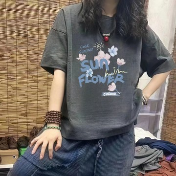 夏季重磅純棉 短袖T恤女 港風復古 嘻哈oversiz 女裝上衣 打底衫 白色t 休閒百搭  寬鬆大尺碼 100%純棉