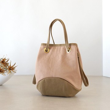 Puppy / 粉米色 × 咖啡米色 【訂製商品】 Trocco 帆布包