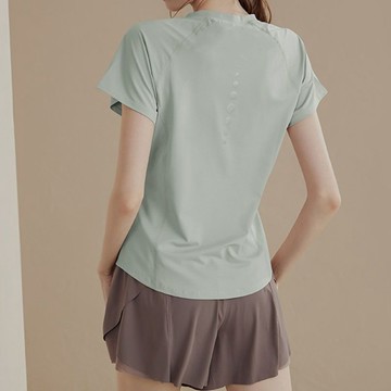 【臺灣出貨】短袖t恤健身服夏顯瘦運動上衣修身新款透氣跑步速乾女瑜伽服大尺碼夏季上衣上衣女