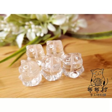 N13白水晶招財貓 串珠 散珠 穿搭手鍊配件 文藝飾品配件 文玩小物