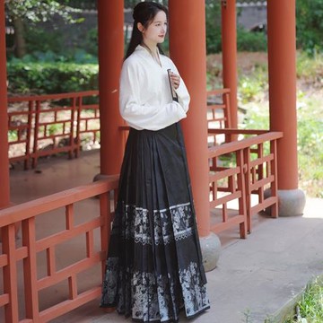 馬面裙套裝2024新款秋冬季胖mm大碼新中式一整套高級感日常顯瘦女