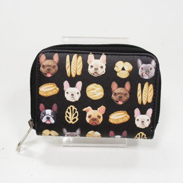 法鬥V.S.法國麵包童趣長方拉鍊零錢包/悠遊卡片包 黑色