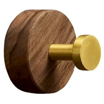 居家實木掛鉤 LV55-3 無痕掛勾 牆壁掛鉤  棕色 + 金色  1個