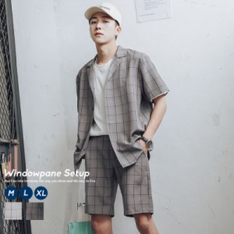 セットアップ メンズ 半袖 夏 韓国 ファッション 上下セット ウィンドウペンチェック 韓国服 ストリート オープンカラーシャツ チェック 通販 Lineポイント最大get Lineショッピング