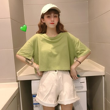 韓版寬鬆素色短版上衣【T319】