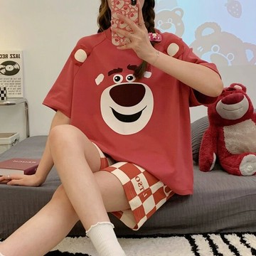 台灣现貨 睡衣女 大尺碼睡衣 短袖睡衣 可愛睡衣 韓國家居服 睡衣套裝 可愛睡衣 夏天睡衣 家居服女 女生睡衣 大碼睡衣
