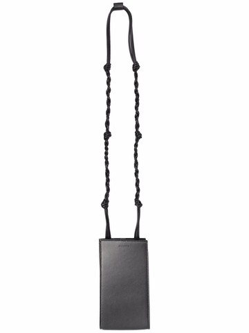 Jil Sander - knitted-handle leather phone holder - men - Calf Leather - One Size - Black