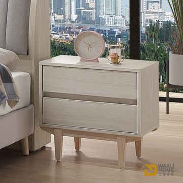 WAKUHOME 瓦酷家具Ariel極簡主義白楓木二抽床頭櫃-寬54*深40*高54.4cm