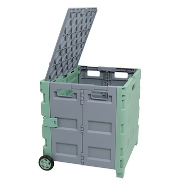 折疊式收納購物手推車 可收納蓋款  綠色 + 灰色  1個