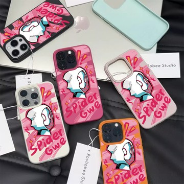 適用iPhone14 13 12Pro 11 XR皮革紋防摔殼卡通可愛風8P 7P 16PM 15Plus保護套現貨